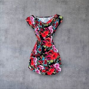Multicolor Cowl Neck Floral Dress